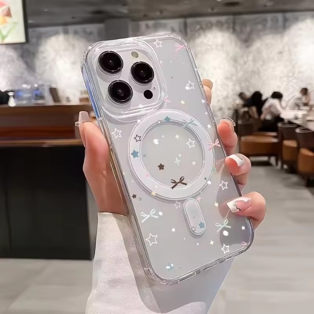 Clear Shockproof Bumper Case - Casing Ponsel Bening Motif Busur Bintang