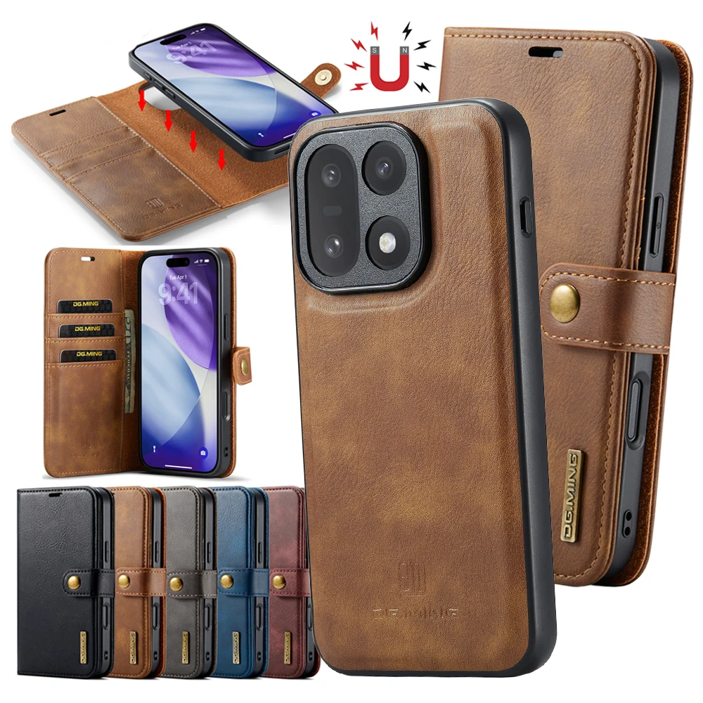 Leather Wallet Card Holder Phone Cover - Casing Kulit Lipat Magnetik 2 in